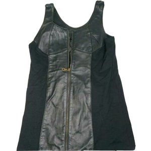 America Top Leather Motorcycle Vest Full Zip up Front Women M